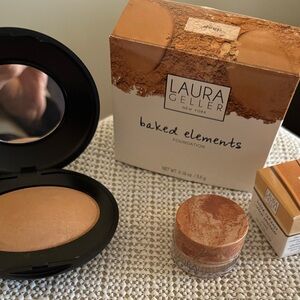 Laura Geller Baked Elements Foundation in deep bonus cream concealer sand